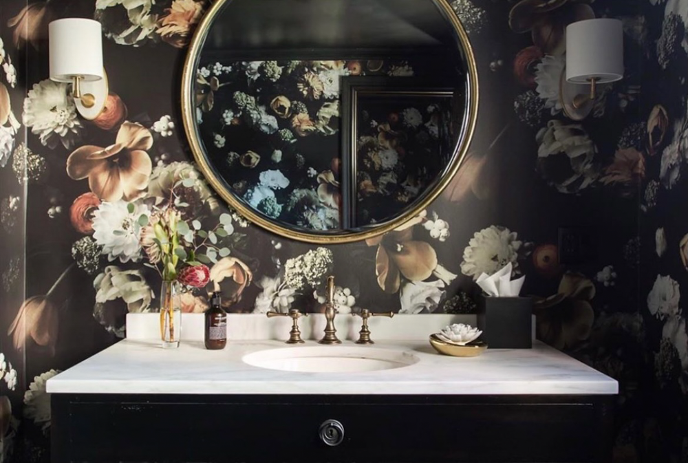 AWB Calm Before the Storm Wallpaper Insitu Powder Room Vanity