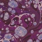 6x6" close up of Milano Christina wallpaper by Ashley Woodson Bailey, an ornate marble in periwinkle and cornflower over deep plum, moody and a little mysterious.