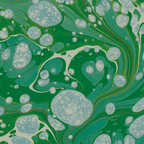 6x6" close up of Milano Gemma wallpaper by Ashley Woodson Bailey, an ornate marble in emerald and seafoam, like light coming through green glass.